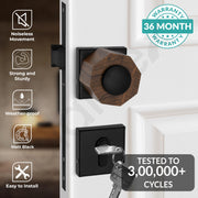 Plantex Heavy Duty Door Lock/Stainless Steel and Wooden Main Door Mortise Lock Handle/Handle Set for Home/Office/Door Accessories (Black, Wooden)