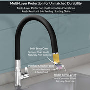 Plantex Pure Brass Flexible Tap for Kitchen Sink/360° Rotatable Flexible Water Faucet/Kitchen Sink Tap Faucet with Water-Saving Nozzle – 7-Year Warranty (FLO-812B)