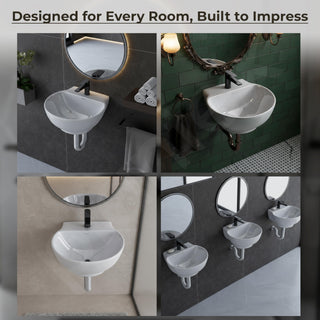 Plantex Ceramic Wash Basin/Basin for Bathroom/Washbasin with 10 Years Glaze Warranty by Plantex/Bathroom Sink for Hotel, Living Room (Glossy White/Rosy - 12 x 12.5 x 5 Inch)