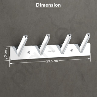 Plantex Wall Hooks for Hanging Cloth/Stainless Steel Towel Hangers/Bathroom Robe Hooks/Door Hangers/Square Wall Hook/Hook Rail for Hanging Keys - 4 Hooks (Pack of 3, Chrome)