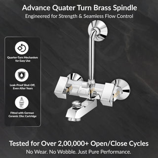 Plantex Brass Wall Mixer for Bathroom 3 in 1/L-Bend Connector for Overhead/Hand Shower/Spout Mixer Tap/Mixture Tap for Bathroom with 7-Year Manufacturer's Warranty-(Pri-319-Chrome)