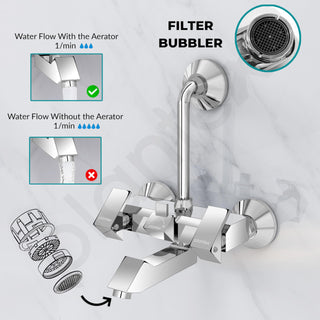 Plantex Brass Wall Mixer for Bathroom with L-Bend Connector for Overhead Shower/Mixer Tap/Wall Mixer for Bathroom 2 in 1 with 7-Year Manufacturer's Warranty- (Pri-318-Chrome)