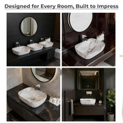 Plantex Ceramic Marble Tabletop Wash Basin/Bathroom Basin Sink/Countertop Basin/Washbasin for Bathroom (Marble Basin with Grey Veins - 18 x 13 x 5.5 Inch)