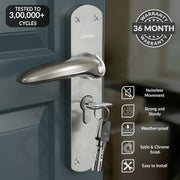 Plantex Door Lock Handle Set/Main Door Lock with 3 Years of Warranty/Mortise Lock with 6-Lever Lock Mechanism (8134 - Satin Steel & Chrome)