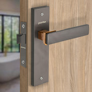 Plantex Heavy Duty Door Lock ÃƒÂ¢Ã¢â€šÂ¬Ã¢â‚¬Å“ Bathroom Door Lock/Mortise 8inch Keyless Plate Handle Set for Home/Bathroom/Store Room/Balcony/Office with Baby Latch (8116, Satin Black & PVD Choco)