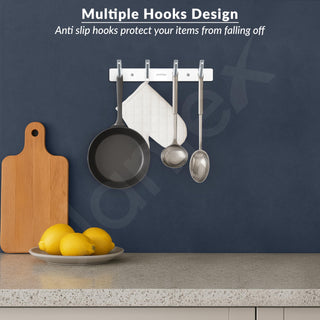 Plantex Wall Hooks for Hanging Cloth/Stainless Steel Towel Hangers/Bathroom Robe Hooks/Door Hangers/Square Wall Hook/Hook Rail for Hanging Keys - 4 Hooks (Pack of 2, Chrome)