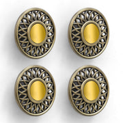 Plantex Drawer Knobs/Round Knobs for Cabinets/Pull-Push Knob for Kitchen/Bedroom Drawer - Pack of 4 (Brass Antique) - Zinc