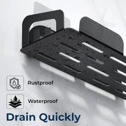 Plantex Bathroom Organiser Without Drill/Stainless Steel Self Adhesive Shelf/Soap Dish for Kitchen/Wall Mount Tumbler Holder - Bathroom Accessories Set (Black, Combo)