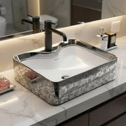 Plantex Table Top Wash Basin For Bathroom/Designer Ceramic Basin/Countertop Vessel Sink Basin - Indo-European Collection (EQTT-222, 19 x 15 x 5.5 Inch)