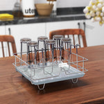 Plantex Stainless Steel Glass Holder for Kitchen/Mug Holder with Detachable Drain Tray/Glass Stand for Kitchen/Dining Table/ Stand for 9 Glass(Chrome)