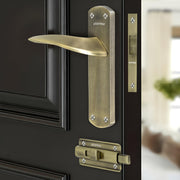 Plantex Heavy Duty Door Lock Ã¢â‚¬â€œ Bathroom Door Lock/Mortise 8inch Keyless Plate Handle Set for Home/Bathroom/Storeroom/Balcony/Office with Baby Latch (8128- Brass Antique)