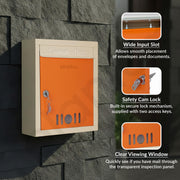 Plantex Letter Box - Mail Box/Post Box/Letter Box for Home gate/Complaint Box/Suggestion Box/Donation Box with Key Lock (Orange & Ivory) - Wall Mount A4 Size