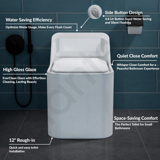 Plantex Imported Platinum One Piece Western Commode for Toilet/Rimless Siphonic Vaccum Commode with Soft Close Toilet Seat Cover - S Trap Outlet (White)