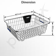 Plantex Stainless-Steel Dish Drainer Basket/Steel Utensils Drainer/After Wash Utensils Rack/Utensil Drying Rack for Kitchen/Dish Drying Rack/Plate Stand (Small Size-48x37x20cm)