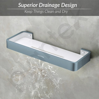 Plantex Shelf for Bathroom/Aluminium and Acrylic Multipurpose Shelf/15x5 inch Shelf for Home/Office/Hotel - Pack of 1 (Grey and Milky White)
