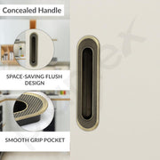 Plantex Sliding Door Handle/Concealed Handle for Sliding Door/160mm Concealed Handle for Wardrobe/Kitchen Cabinet - Pack of 2 (Brass Antique)