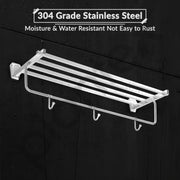 Plantex Towel Rack for Bathroom/304 Grade Stainless Steel Towel Stand/24 Inch Towel Hanger/Towel Holder/Bathroom Accessories - Pack of 1 (PM-2401, Chrome)