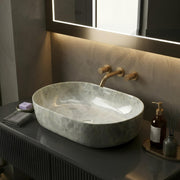 Plantex Tabletop Wash Basin for Bathroom/Designer Ceramic hand Wash Sink/Oval Countertop Wash Basin for Home/Office/hotel (22 x 13.5 x 6 Inch)