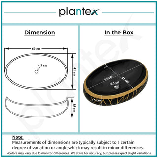 Plantex Black Wash Basin for Bathroom/Table Top Ceramic Basin/Oval Hand Wash Sink for Home/Hotel 23.5x16x6 Inch - Black&Gold)