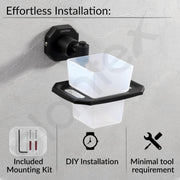 Plantex 304 Grade Stainless Steel Tooth Brush Holder/Tumbler Holder for Wash Basin/Bathroom Accessories - Nipron (Black)