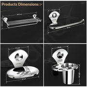 Plantex High-Grade Stainless Steel 4pcs Bathroom Accessories Set- Towel Rack/Tumbler Holder/Soap Dish Stand/Napkin Ring/Bathroom Organiser Set of 4(Chrome)