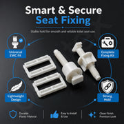Plantex Soft Close Toilet Seat Cover Hinges/Plastic Screw Kit for Toilet Seat Cover Repair/Fixing Kit for EWC Models/Plastic Seat Cover Fixtures - (White)