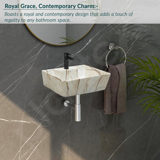 Plantex Wall Mount Wash Basin for Bathroom/Designer Ceramic Small Washbasin/Rectangle Countertop Wash Basin/Home/Office (16 x 12 x 4.5 Inch)