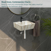 Plantex Wall Mount Wash Basin for Bathroom/Designer Ceramic Small Washbasin/Rectangle Countertop Wash Basin/Home/Office (16 x 12 x 4.5 Inch)