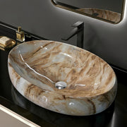 Plantex Ceramic Basin for Bathroom/Table Top Ceramic Basin/Washbasin for Bathroom - (CRETA-NS-238-Marble Finish, 23 x 15 x 5.5 Inch)