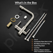 Plantex Kitchen Sink Faucet/Kitchen Tap Handle Brass and Body is 304 Grade Stainless Steel/Double Handle Kitchen Mixer Tap Hot and Cold/360Â° Swivel Spout Sink Taps - (7908, Matt)