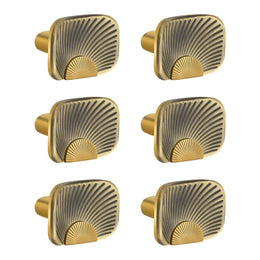 Plantex Knobs for Drawers/Drawer Knobs/Rectangle Knob for Cabinets/Pull-Push Knob for Kitchen/Bedroom/Drawer - Pack of 6 (Brass Antique & Gold)