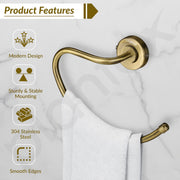 Plantex 304 Grade Stainless Steel Round Towel Holder for Washbasin/Bathroom/Towel Ring/Napkin Ring for Kitchen/Bathroom Accessories - Daizy (Antique)