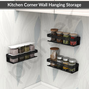Plantex Self Adhesive Shelf for Bathroom/Stainless Steel Wall Shelf for Kitchen/No Drill Wall Shelves- Pack of 2 (12 x 4 Inch - Black)