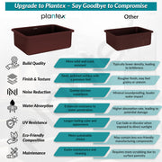 Plantex Quartz Matt Kitchen Sink/UV Protected Kitchen Sink/Undermount Sink for Kitchen/Metalic Single Bowl Sink with Coupling and Hose Pipe - Pack of 1 (24 x 18 inch, Choco Brown)