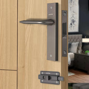 Plantex Heavy Duty Door Lock ÃƒÂ¢Ã¢â€šÂ¬Ã¢â‚¬Å“ Bathroom Door Lock/Mortise 8inch Keyless Plate Handle Set for Home/Bathroom/Store Room/Balcony/Office with Baby Latch (8105, Satin Black)