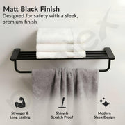 Plantex Towel Rack for Bathroom/Space Aluminium Towel Holder/24 Inch Towel Hanger/Bathroom Accessories - Pack of 1 (Black)