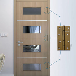 Plantex Heavy Duty Stainless Steel Door Hinges 5 inch x 12 Gauge/2.5 mm Thickness Home/Office/Hotel for Main Door/Bedroom/Kitchen/Bathroom - Pack of 24 (Brass Antique)