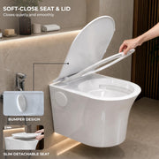 Plantex Platinum Ceramic Rimless Wall Mounted Commode/P Trap Washdown Flush Commode with Soft Close Toilet Seat Cover ( White )