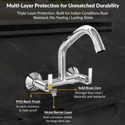 Plantex Pure Brass Sink Mixer Tap with 360Ãƒâ€šÃ‚Â° Swivel Spout/Hot and Cold Water Tap for Kitchen with Brass Wall Flange and Teflon Tape-7 Year Warranty (BAL-515)