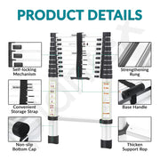 Plantex 20.34 feet (6.2m) Telescopic Ladder/Durable Steps/Height Adjustable Aluminium Ladder/Telescopic Ladder/Extendable Portable Steps and Compact Design
