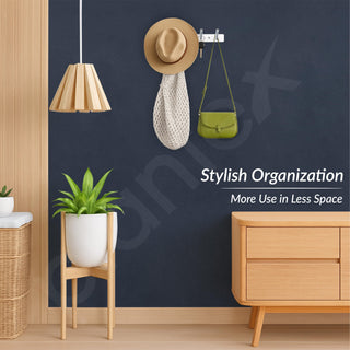 Plantex Wall Hooks for Hanging Cloth/Stainless Steel Towel Hangers/Bathroom Robe Hooks/Door Hangers/Square Wall Hook/Hook Rail for Hanging Keys - 4 Hooks (Pack of 3, Chrome)