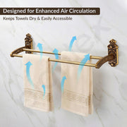 Plantex Dual Towel Rod for Bathroom/Towel Hanger/Towel Holder/24 Inch Towel Bar/Bathroom Accessories - Pack of 1 (Brass Antique)
