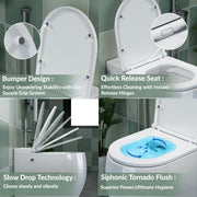 Plantex Ceramic Wall Mount Western Commode/Rimless Washdown Commode for Toilet Seat/Round Tankless Smart Push Flush Toilet - P Trap Outlet (White)