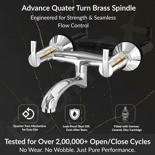 Plantex Pure Brass Wall Mixer Non Telephonic/Mixer Tap for Bathroom with Brass Wall Flange & Teflon Tape/Bathroom Mixer Tap-(AQ-1416-Mirror Chrome)