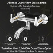 Plantex Pure Brass Wall Mixer Non Telephonic/Mixer Tap for Bathroom with Brass Wall Flange & Teflon Tape/Bathroom Mixer Tap-(AQ-1416-Mirror Chrome)