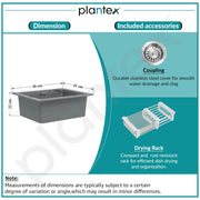 Plantex Quartz Acrylic Kitchen Sink/Undermount Single Bowl Sink for Kitchen/Metalic Single Bowl Kitchen Sinks with Coupling (Lintus 16x18 Inches)