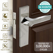 Plantex Heavy Duty Bathroom Door Lock - Mortise 8 Inch Keyless Plate Handle Set for Home/Bathroom/Store Room/Balcony/Office with Baby Latch (8133-Satin Steel & Chrome)
