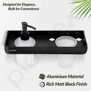 Plantex Liquid Soap Dispenser with Tumbler Holder for Bathroom/2 in 1 Shampoo Dispenser with Toothpaste Holder/Bathroom Accessories - Pack of 1 (1505, Black)