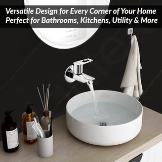 Plantex Brass Bib Cock Water Tap for Bathroom with Water Saving Aerator/Wall Mount Tap for Wash Basin with Teflon Tape & Wall Flange, Chrome (3202, Chrome)