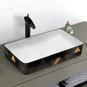 Plantex RectangularTable Top Wash Basin For Bathroom/Designer Ceramic Basin/Countertop Vessel Sink Basin - Indo-European Collection (24 x 14 x 5 Inch)